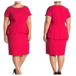 LAFAYETTE 148 Red Penny Short Sleeve Peplum Dress Business Party Wedding
